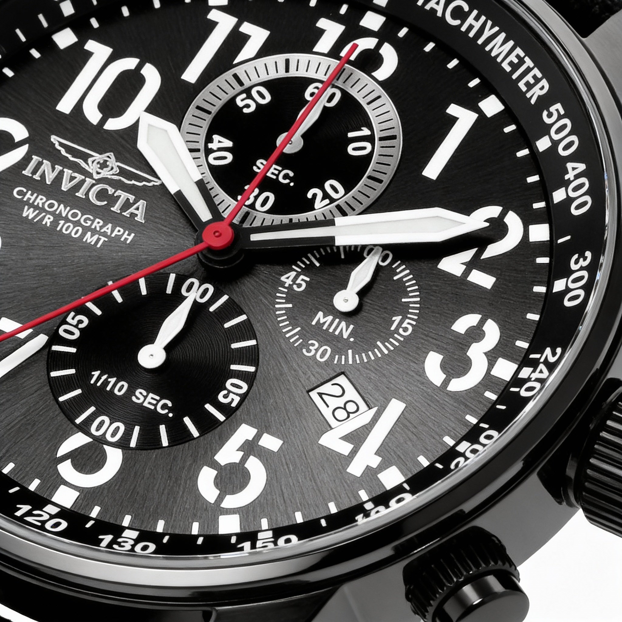Invicta I-Force Men's Chronograph Watch with Black Stainless Steel Case, Luminous Dial, 100m Water Resistance, and Canvas Strap 46mm, Photo 2