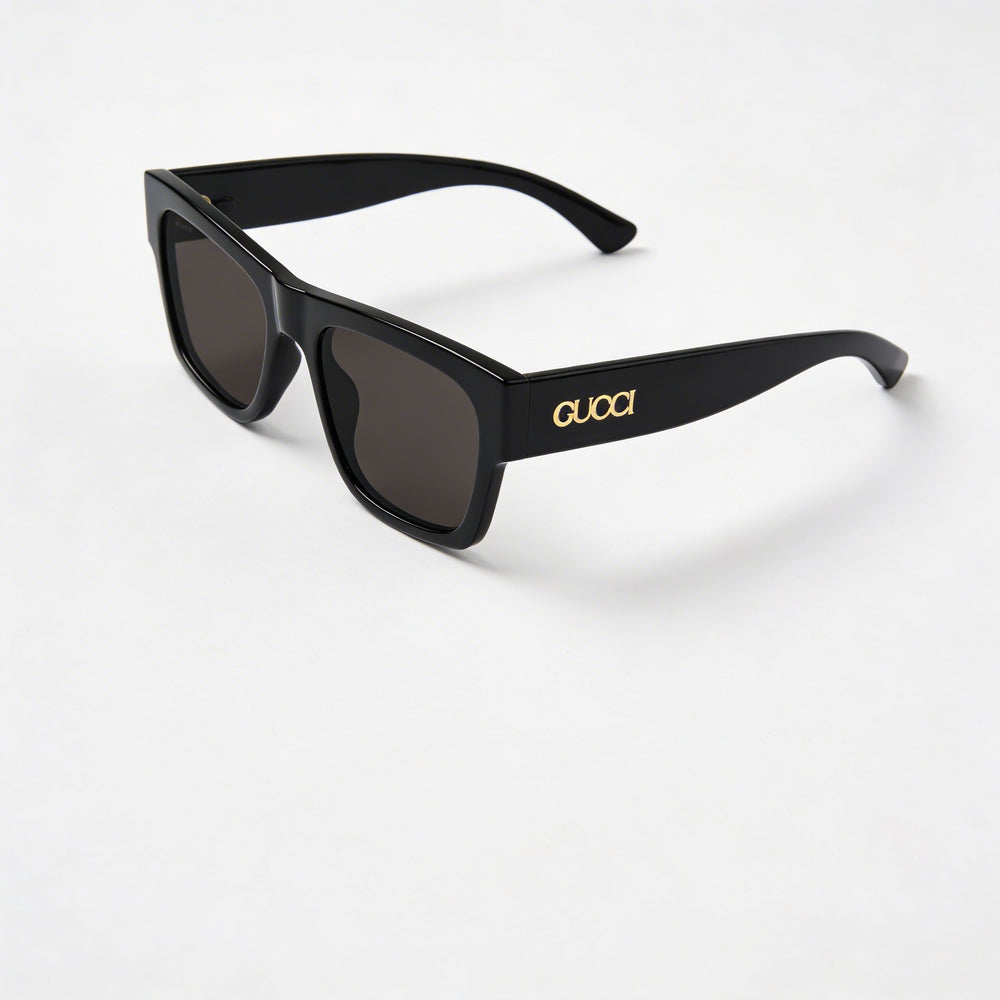 Gucci Fashion Unisex Black Acetate Square Frame Sunglasses with Black Lenses, RX-Able, 54-20-150mm Dimensions