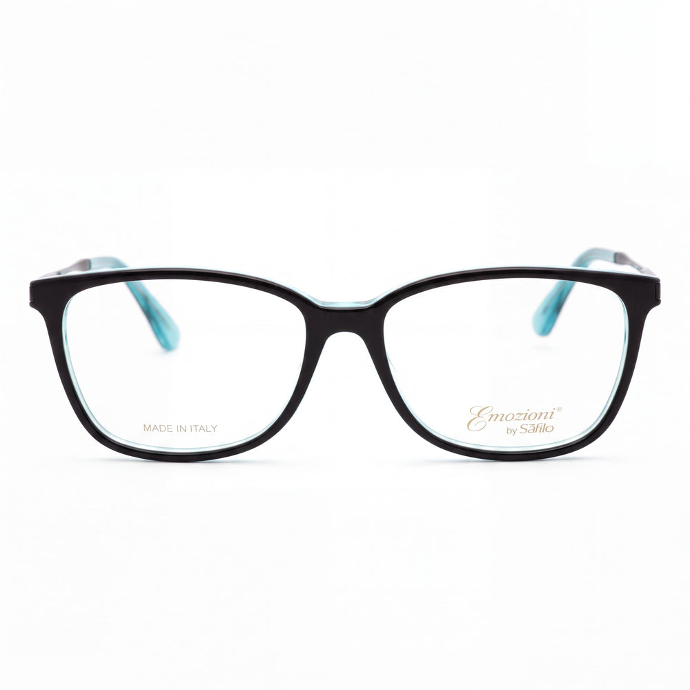Safilo Emozioni Emozioni 4044 Unisex Plastic Eyeglasses with Clear Demo Lenses Black Turquoise Palladium 53-15-140