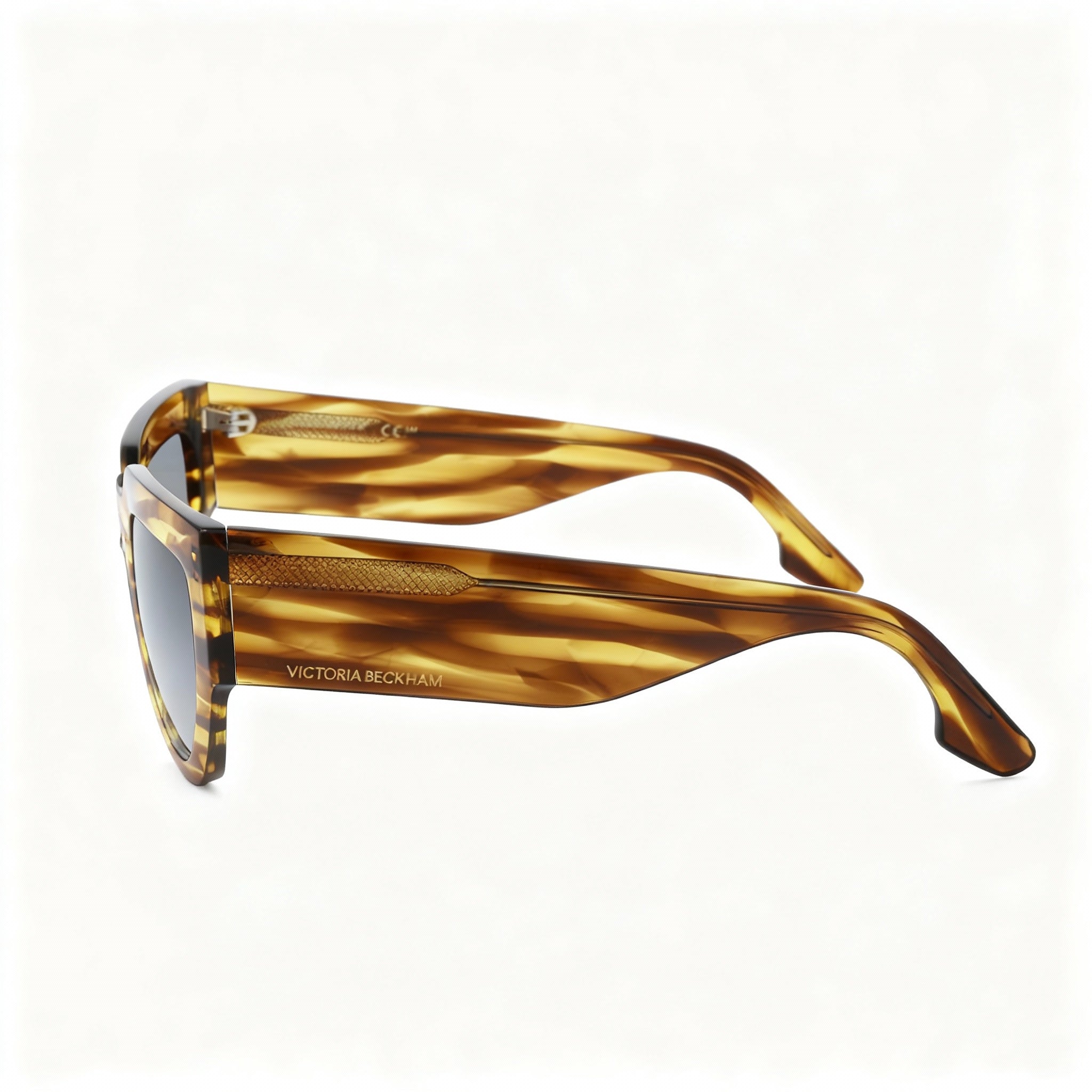 Victoria Beckham VB679S Women's Full-Rim Acetate Sunglasses, Striped Tobacco Frame, Grey Lenses, Size 53-19-145, Photo 3