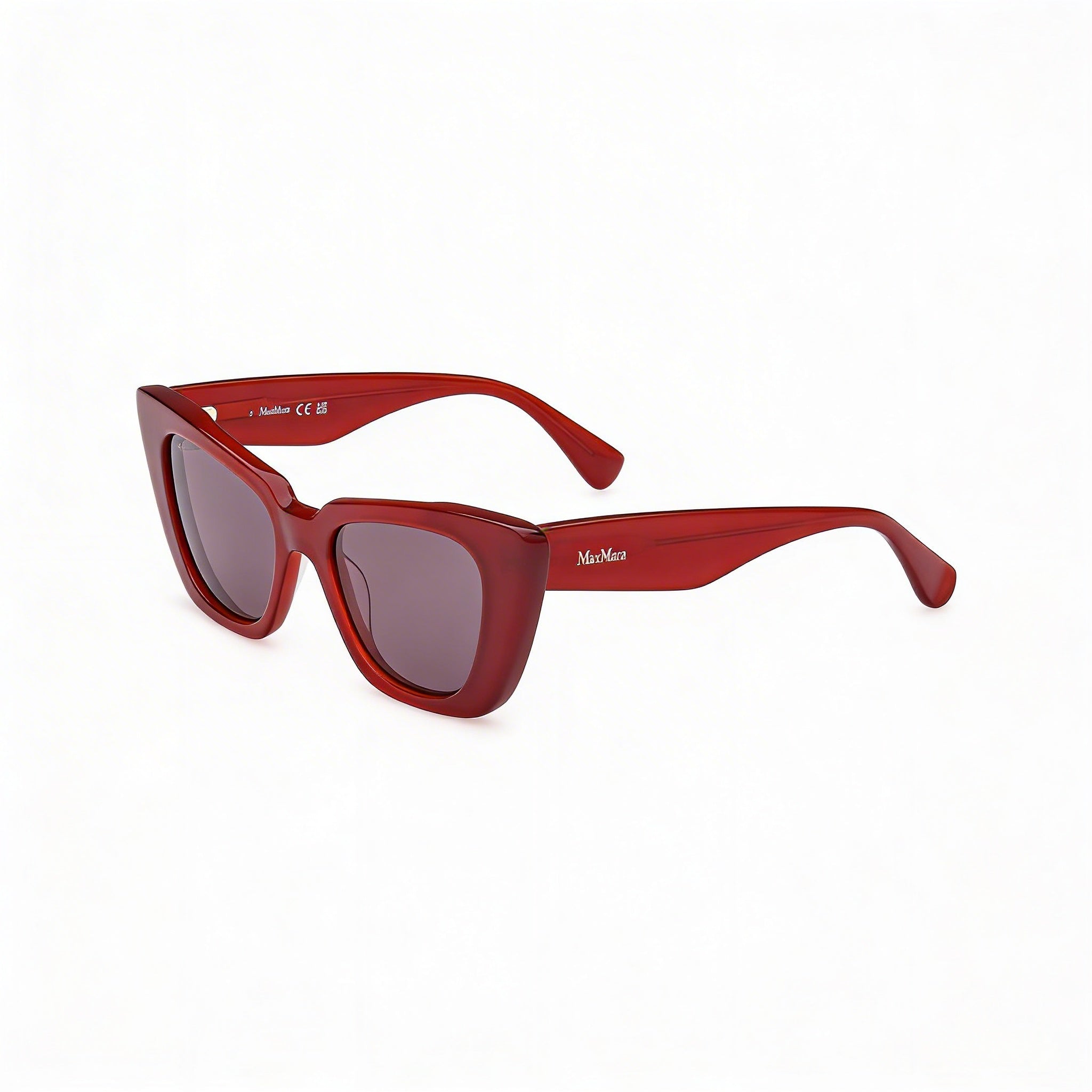 MaxMara Mm0099 Women's Acetate Frame Eyeglasses with Shiny Dark Red Frame and Shiny Red Lenses 50-18-140, Photo 1