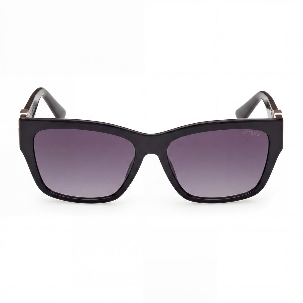 Guess Gafas de sol rectangulares negras inyectadas para mujer con lentes degradadas ahumadas y protección UV del 100 % de 56 mm