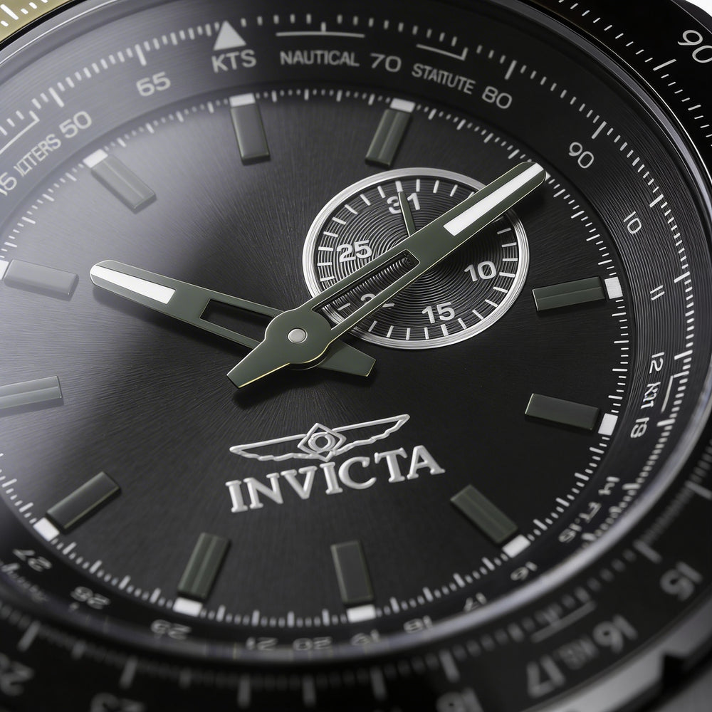 Invicta Aviator 49733 Men's Quartz Wrist Watch with Black Dial and Silicone Strap, 50mm Case