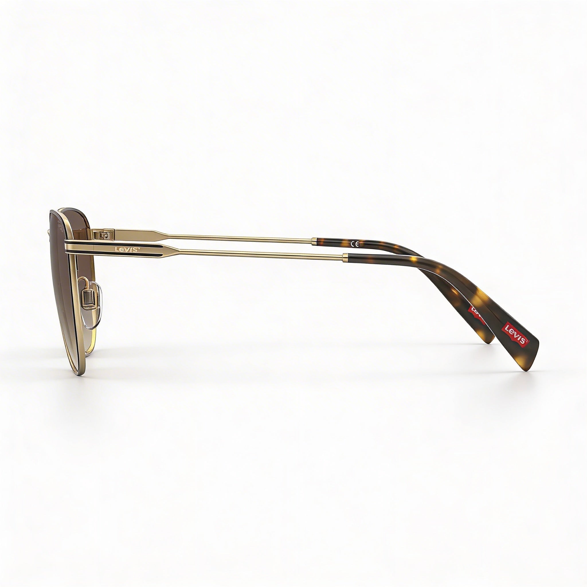 Levi's Lv 1016/S Unisex Rectangular Stainless Steel Gold Brown Gradient Frame Brown Gradient Lenses 52mm UV Protection, Photo 3