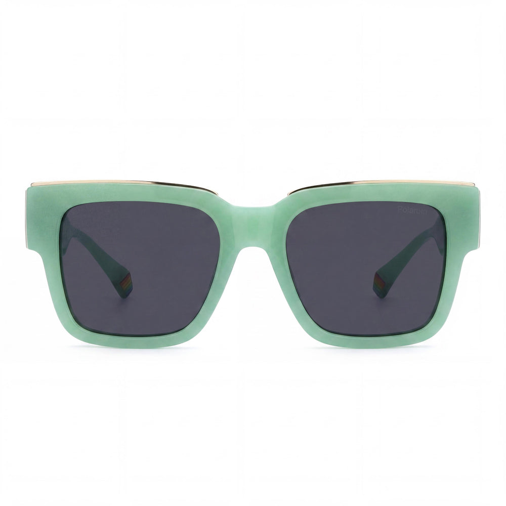 Gafas de sol Polaroid Casual Unisex con montura de policarbonato verde y lentes de policarbonato gris con protección UV, 52-18-140
