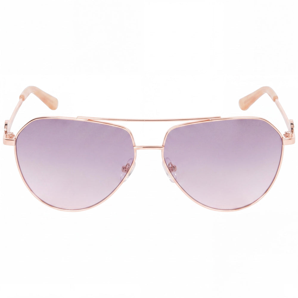 GUESS Protection Oversized Mosaic Aviator Rose Gold Plastic Frame and Lenses Sunglasses for Women 62mm