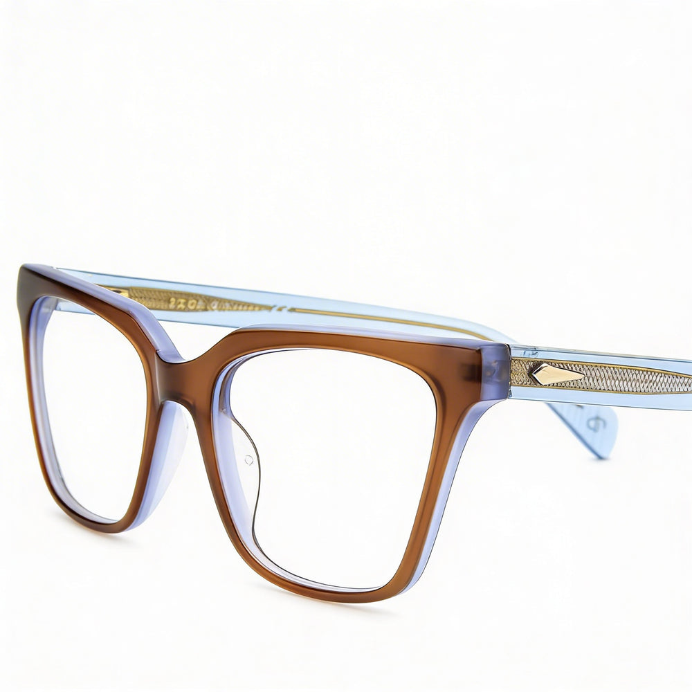 Rag & Bone Modern Rnb3057 Gafas Ópticas de Acetato Marrón Azul para Mujer Listas para Recetarse, Lente 53mm, Puente 18mm, Patilla 140mm