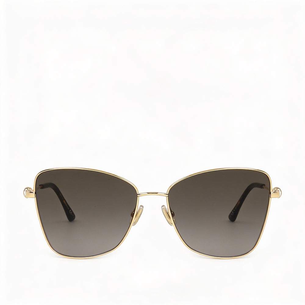 Gafas de sol clásicas JIMMY CHOO de acetato en oro rosa para mujer con lentes en oro rosa, protección UV, 7-1-4
