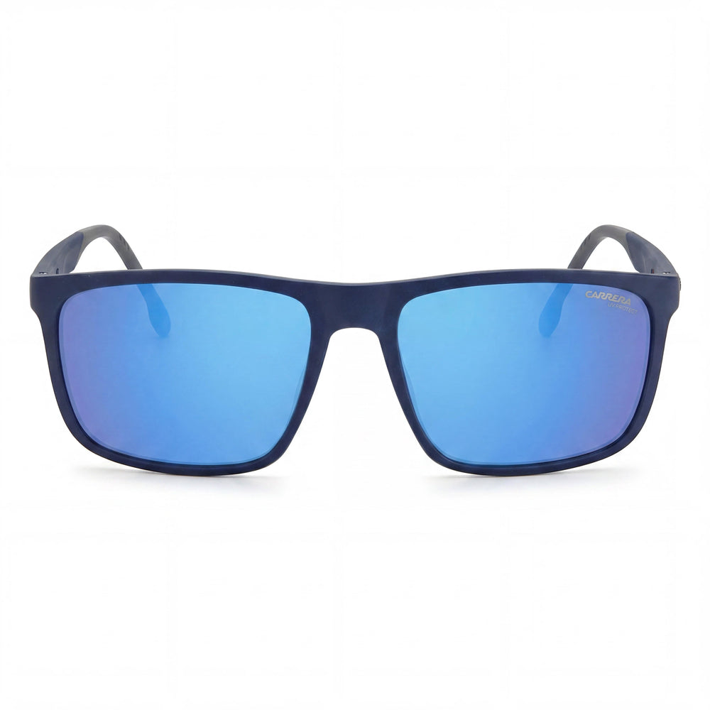 Gafas de sol unisex Carrera 8047/S azules rectangulares con efecto espejo, 58 mm