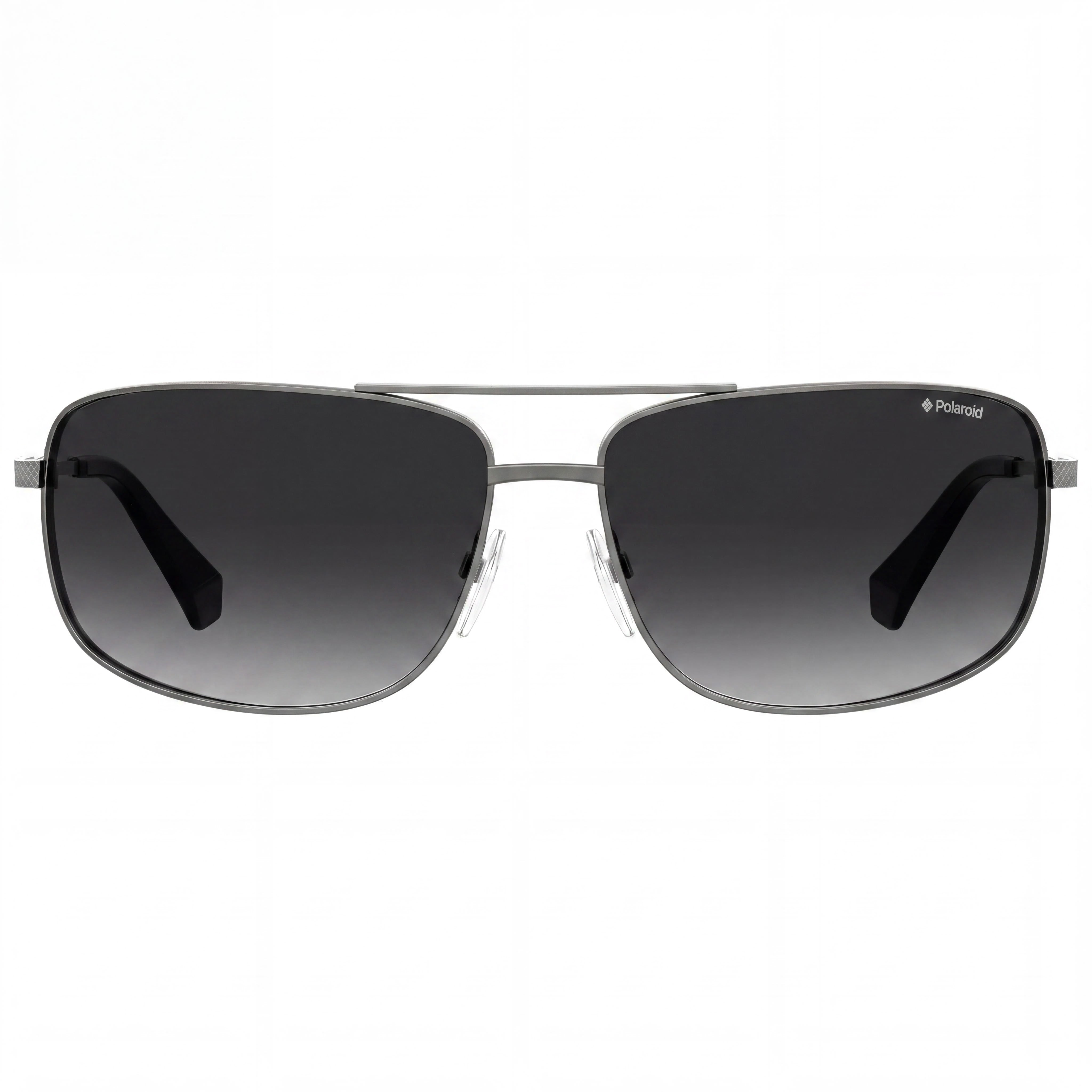 Gafas de sol Polaroid rectangulares polarizadas UV de acero inoxidable para hombre, montura de rutenio semimate, lentes grises, 63-14-130 mm, Photo 2