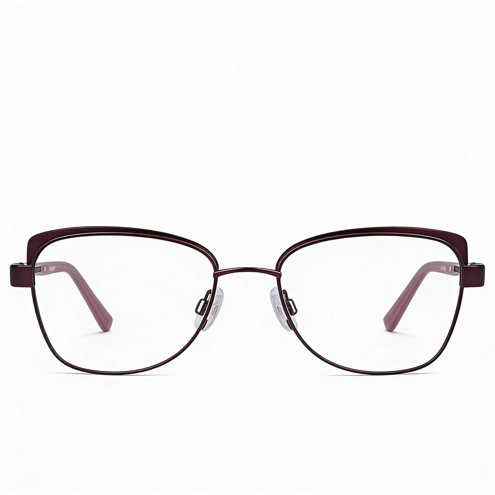 Flexon W3012 Men's Prescription Ready Optical Frames featuring a Metal Frame in Plum, Size 52-17-140