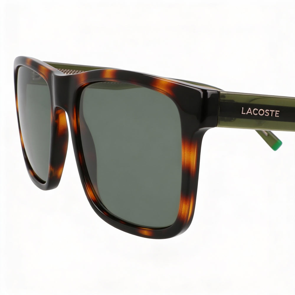 Lacoste L6025s Unisex Injected Havana Frame Green Lens UV 400 Sunglasses 56mm