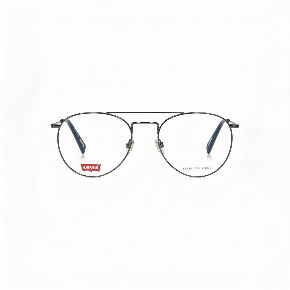 Levi's Lv 1006 Unisex Round/Oval Metal Eyeglasses, Dark Ruthenium, Lens 54mm Bridge 19mm Temple 145mm