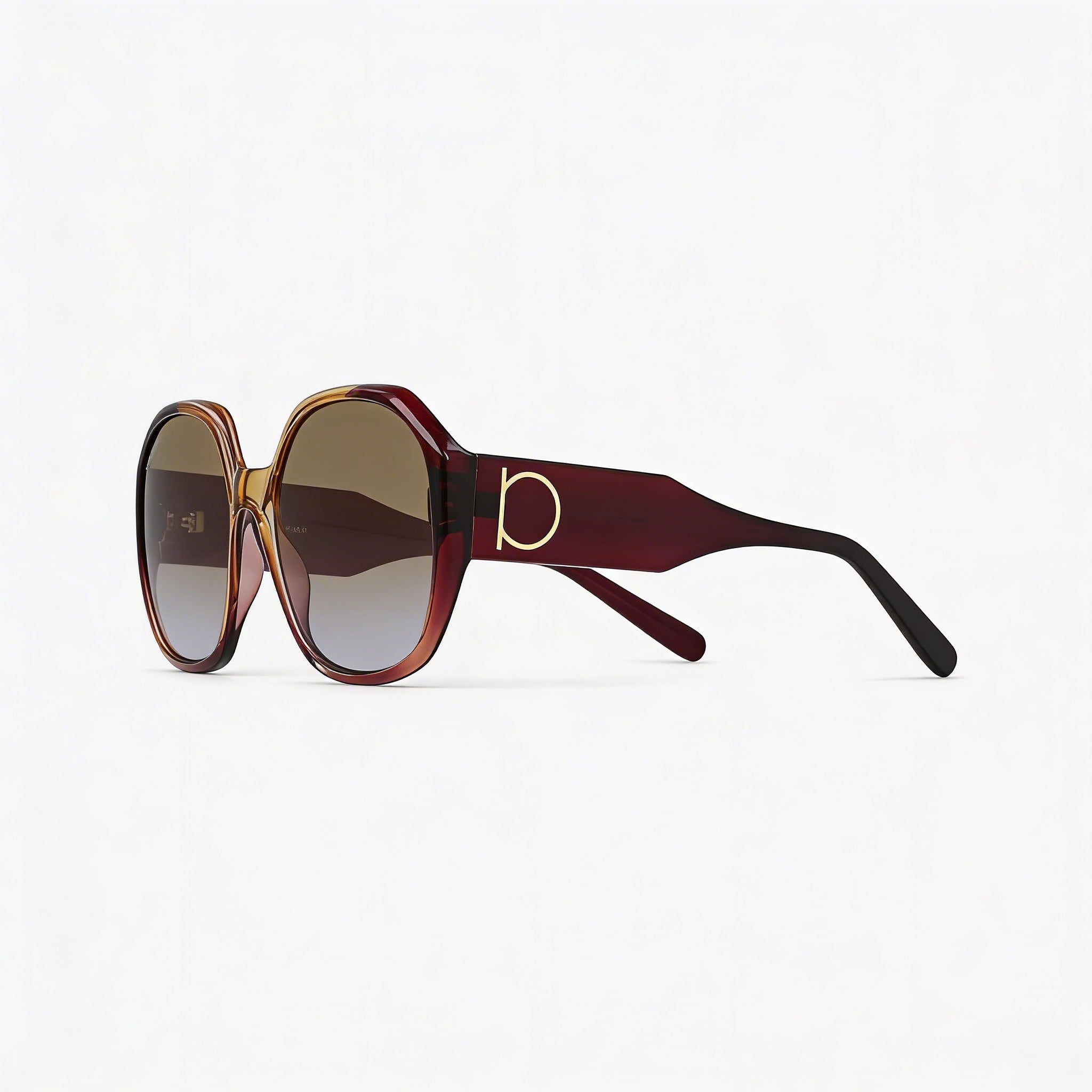 Gafas de sol clásicas Ferragamo para mujer, de plástico, color vino y caramelo, con protección UV, 60 mm, Photo 3