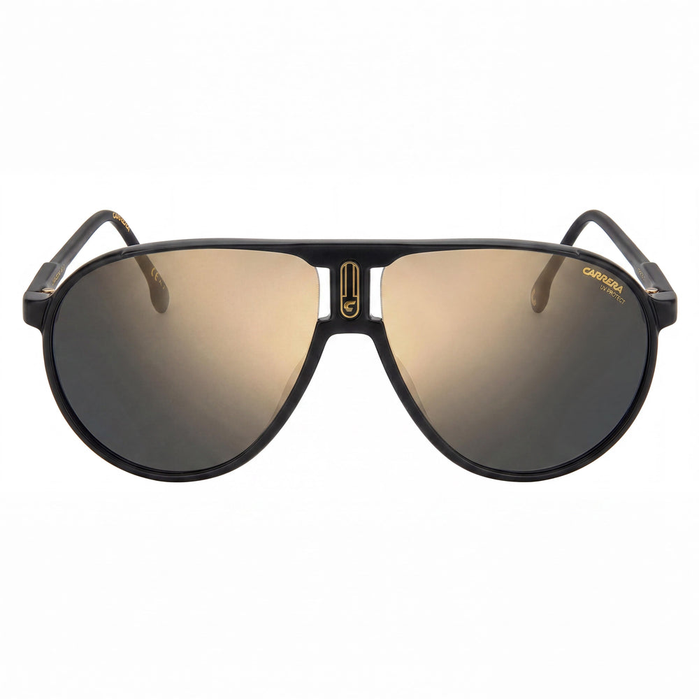 Carrera CHAMPION65/N Gafas de Sol Aviador Negras con Espejo Unisex, 62 mm