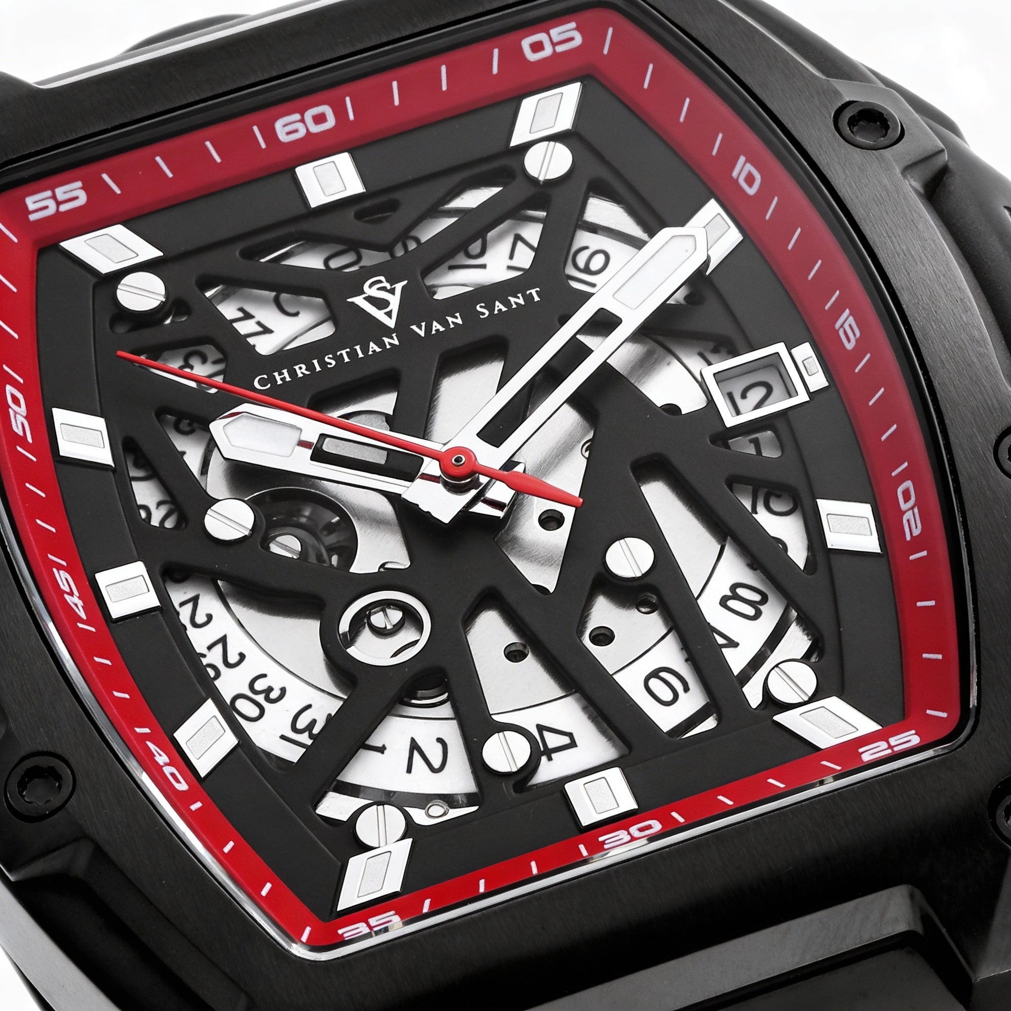 Reloj automático Christian Van Sant para hombre, correa de caucho y acero inoxidable negro, resistente al agua., Photo 2