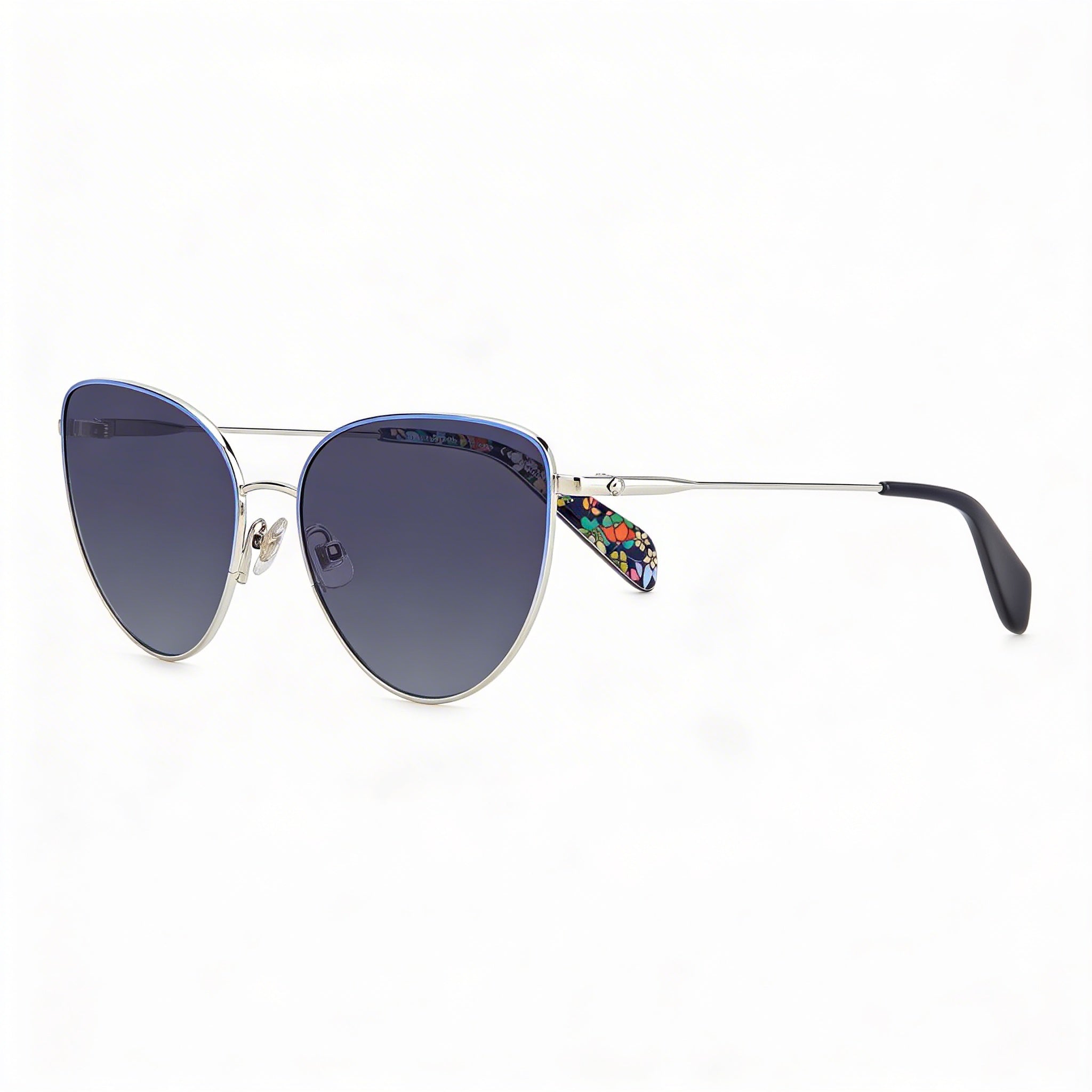 kate spade new york Gafas de sol de mujer de temporada de acero inoxidable azul gris gris oscuro sombreado de 55 mm con protección UV, Photo 3