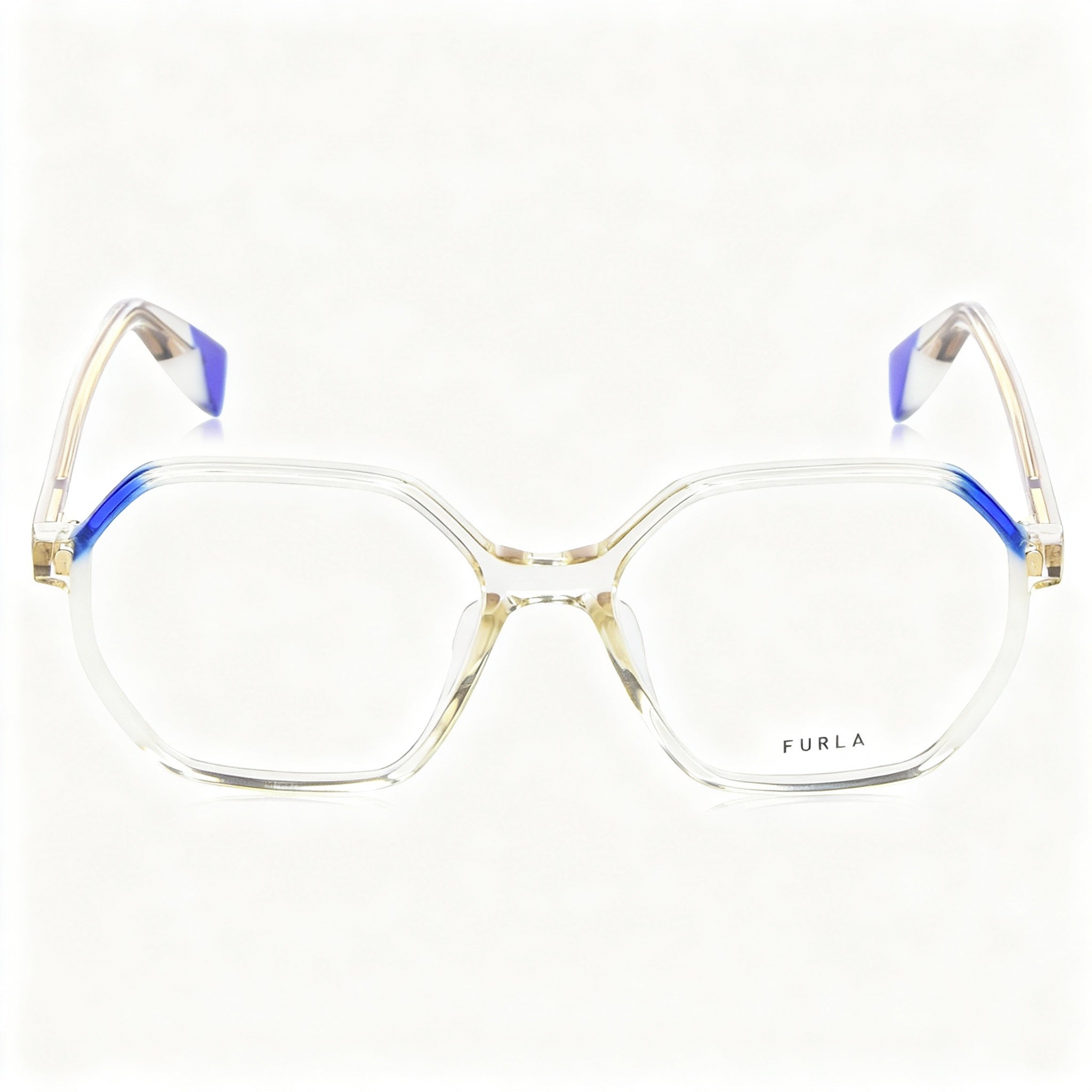 Furla Classic Women's Acetate Eyeglasses, Shiny Transparent Beige, 53mm (Demo Lenses), Photo 3