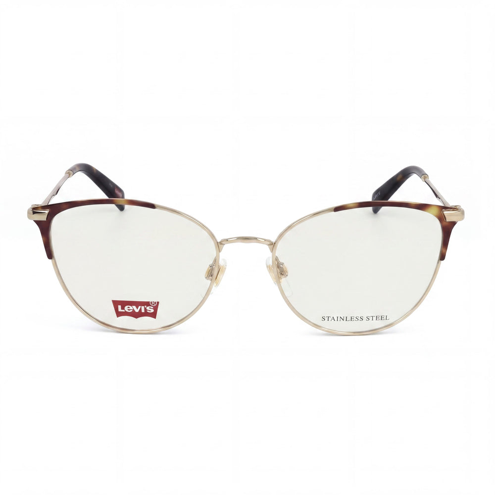 Gafas Levi's Modern para Mujer con Montura Dorada Havana, Lentes de Policarbonato y un Ancho de Lente de 52 mm