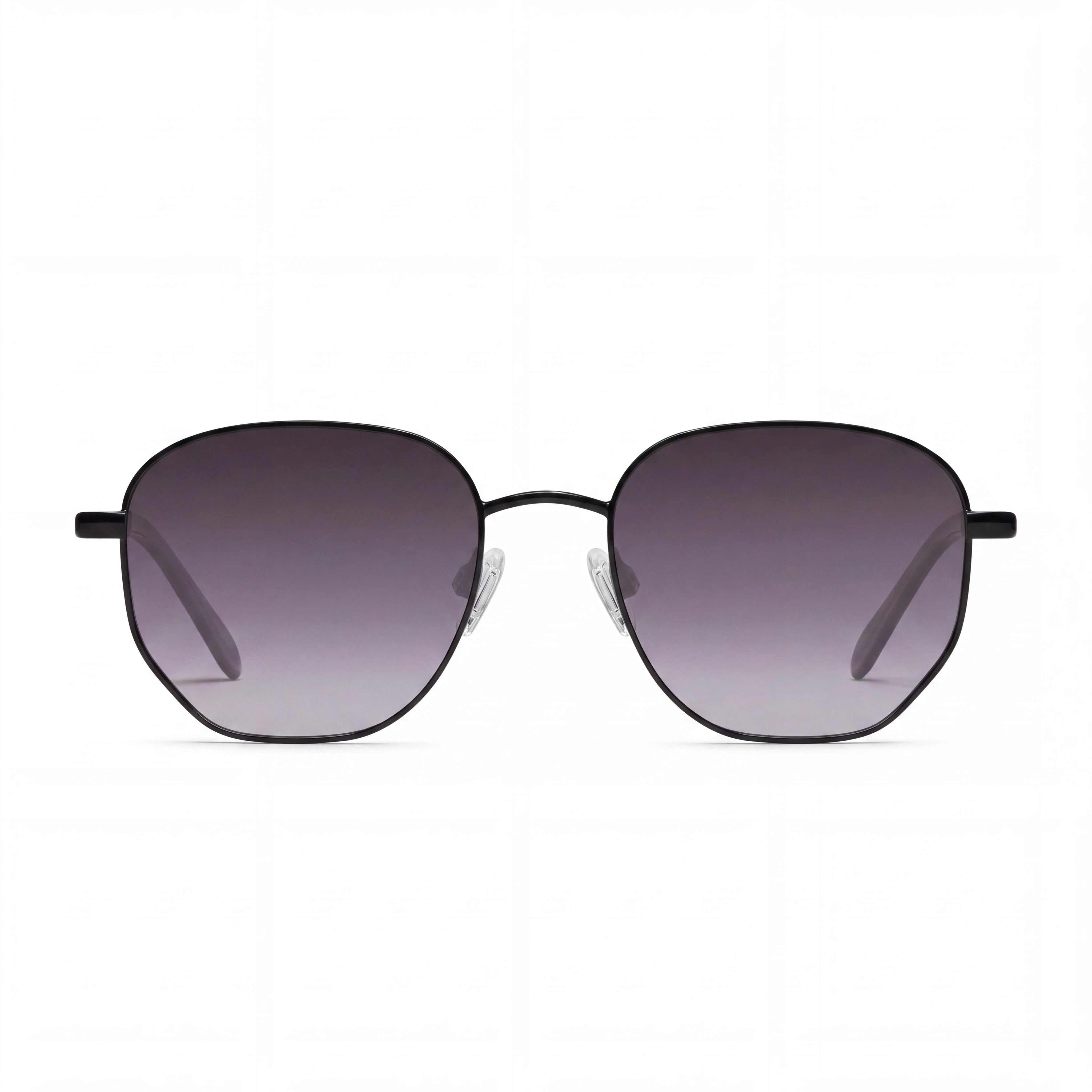 QUAY AUSTRALIA Big Time Unisex Round Metal Sunglasses, Black Frame, Gradient Grey Lenses 54mm, Photo 2