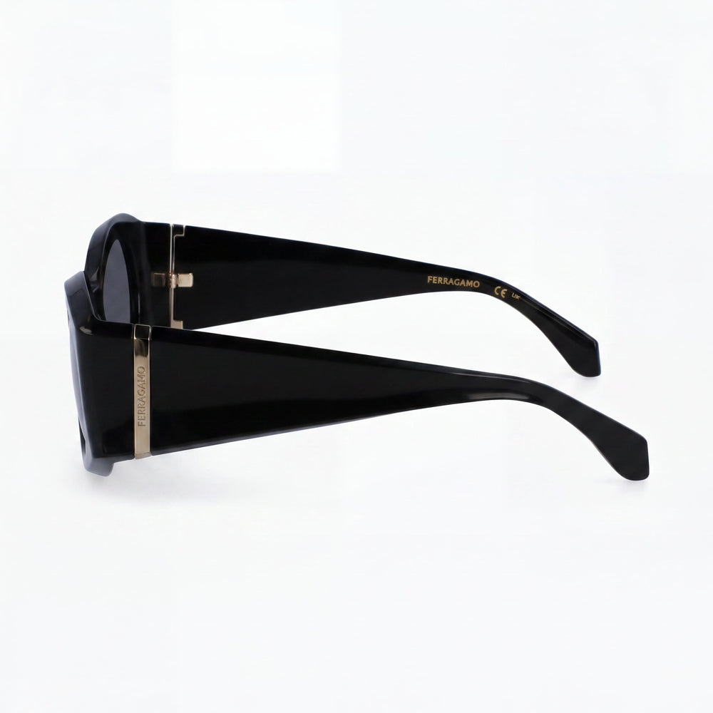 Salvatore Ferragamo SF2008S Unisex Black Plastic Frame Sunglasses with UV Protection, 55mm