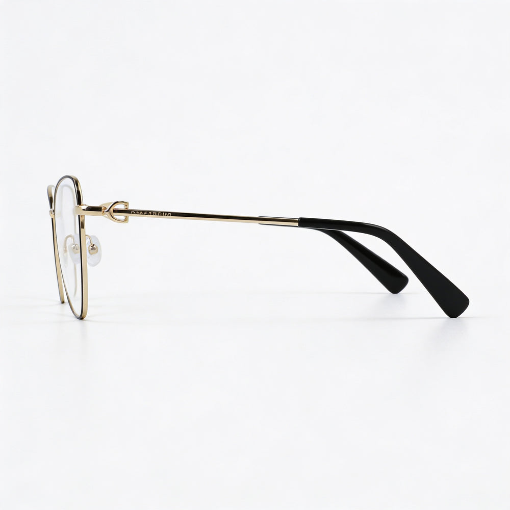 Longchamp LO2157 Men's Casual Full-Rim Metal Eyeglasses with Gold Black Frame and Polycarbonate Lenses, 52mm