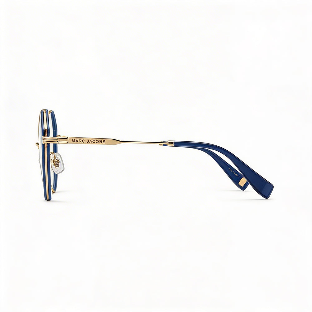 Gafas de sol temporales Marc Jacobs para mujer, de aleación de acero, doradas y azules, de 55 mm