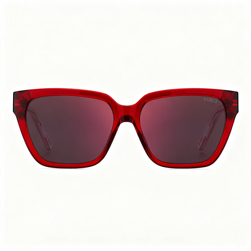 HUGO Contemporary Women's Red Pink Lightweight Acetate Optical Eyewear, Non-Polarized with UV Protection 56mm