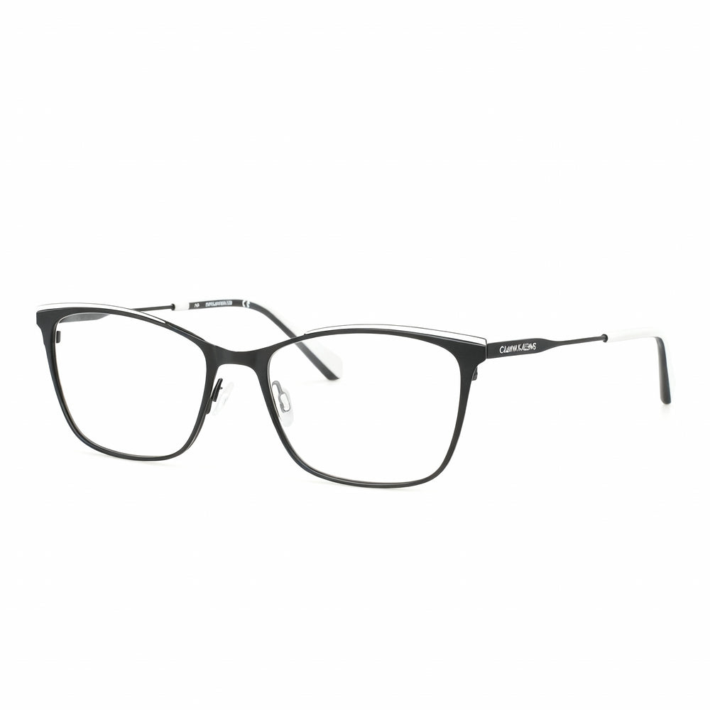 Gafas Calvin Klein CKJ21207 para mujer, montura metálica blanca y negra con lentes de policarbonato, 53 mm
