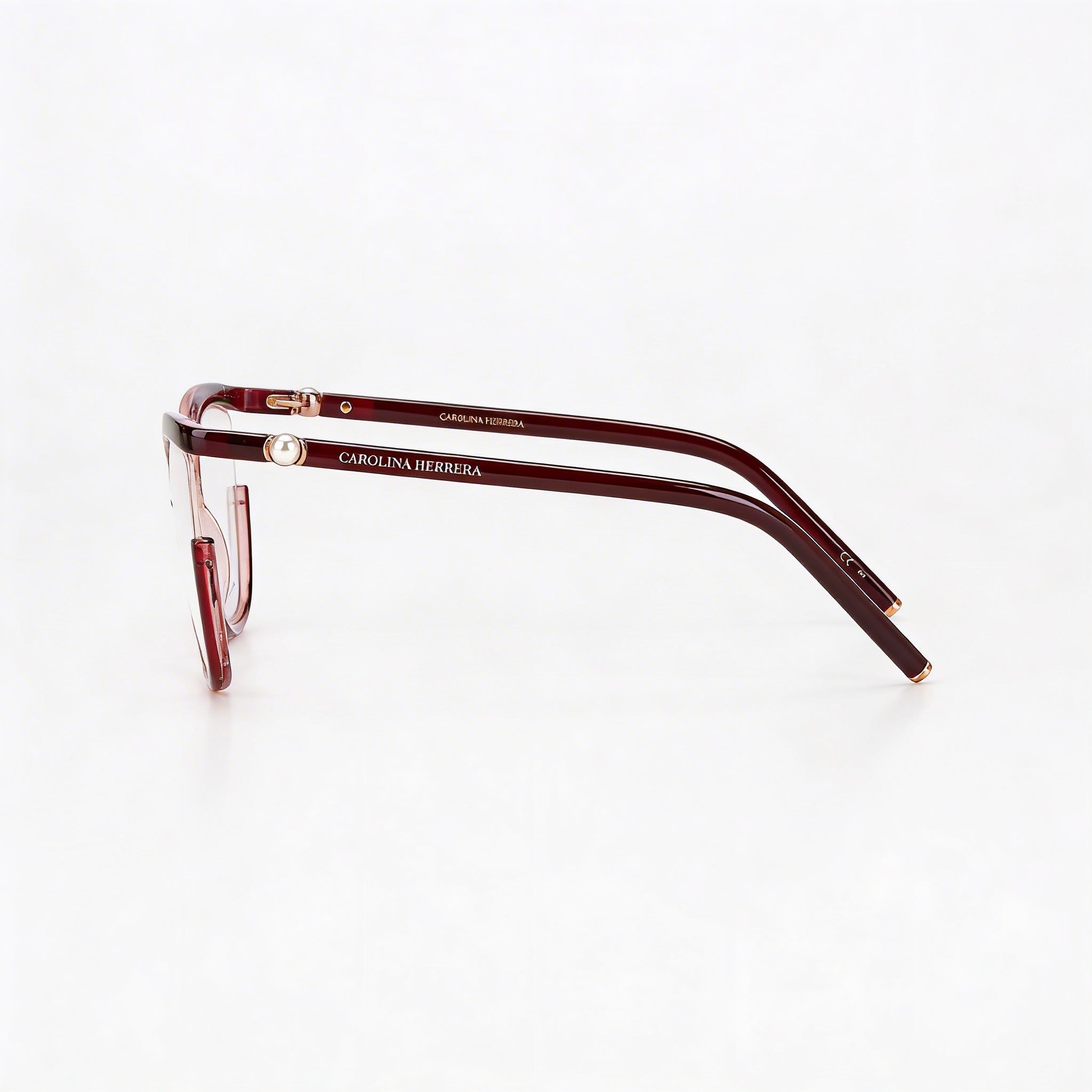 Carolina Herrera CH/0004 Women's Semi Rim Square Propionate Eyeglasses Burgundy Nude Rose Gold 53-19-140, Photo 3