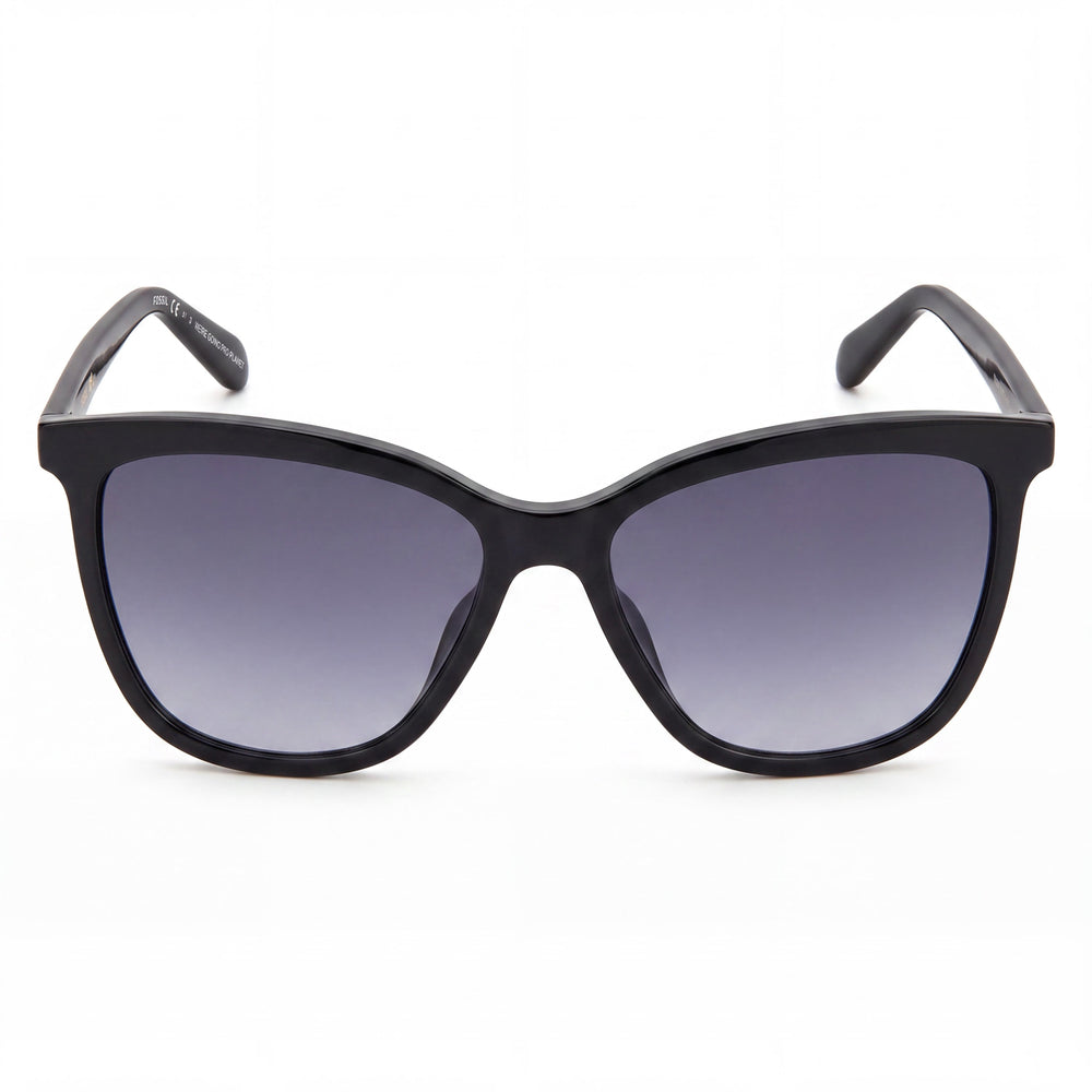 Gafas de sol Fossil Fos 2115/G/S con forma de ojo de gato para mujer, montura de POLIAMIDA ECO en negro/gris sombreado, lentes gris oscuro sombreado, protección UV, 56 mm