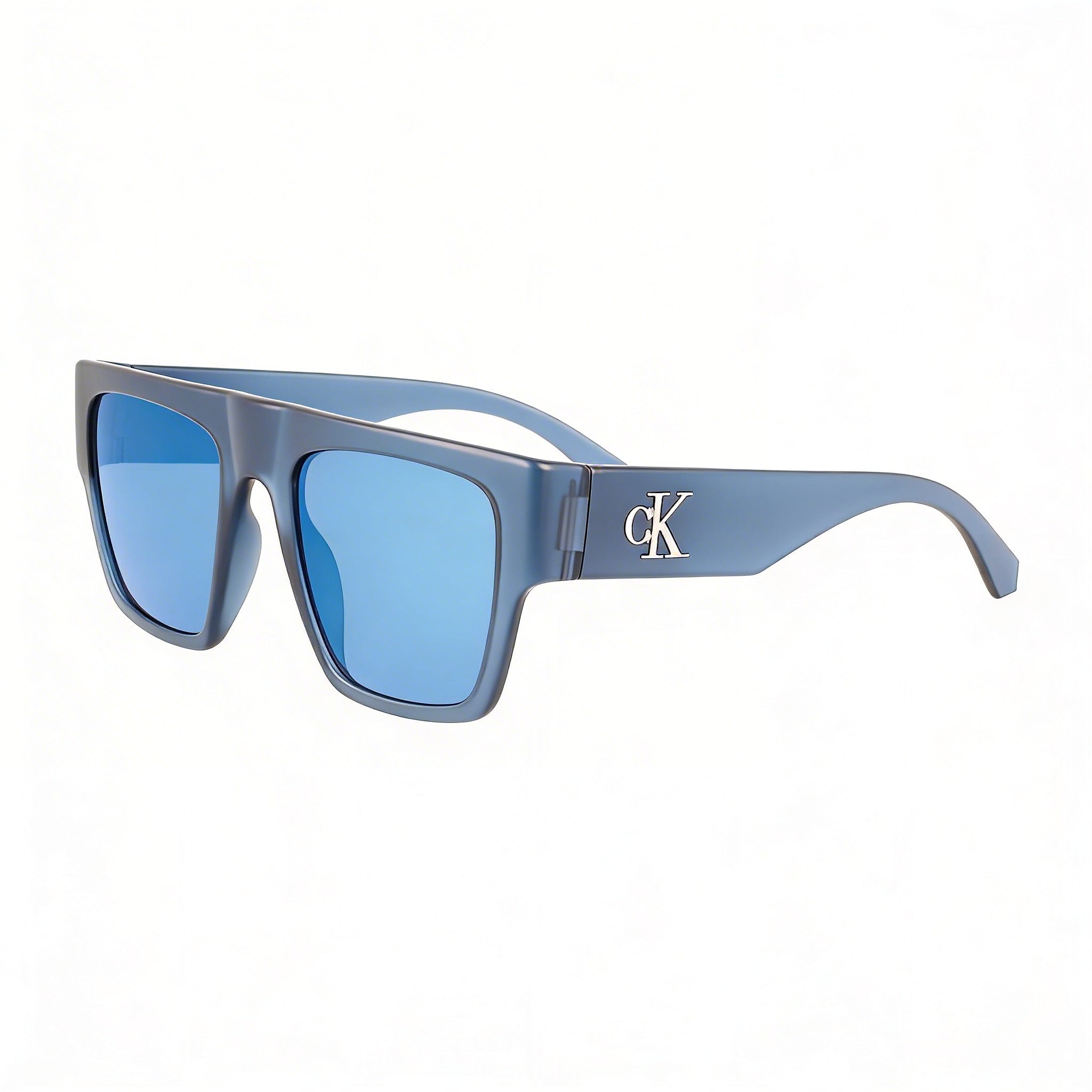 Gafas de sol Calvin Klein CKJ22636S para mujer, de plástico transparente azul marino con lentes de espejo azules y protección UV, talla M, Photo 3