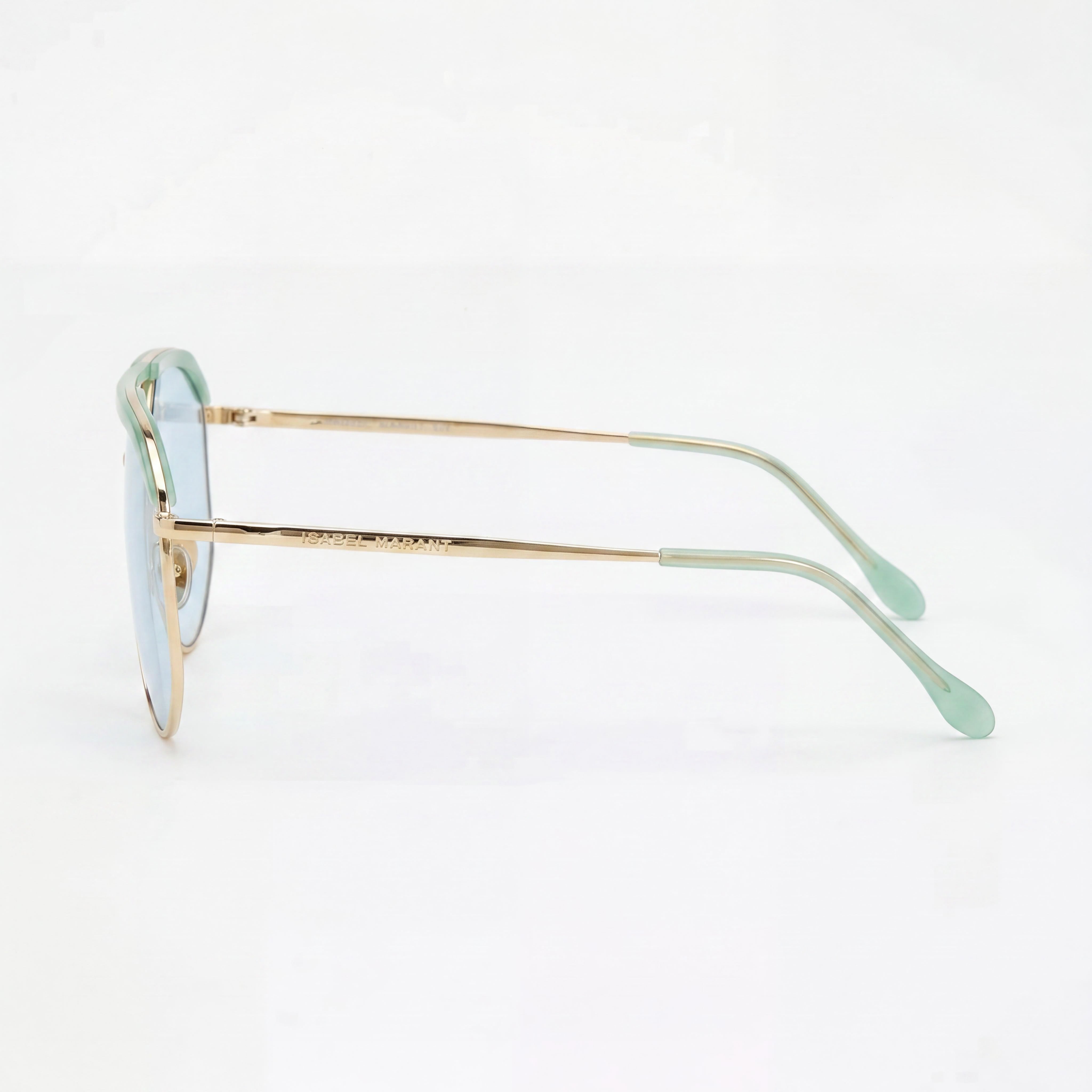 Gafas de sol Isabel Marant para mujer, de metal fino y atrevido, montura de metal verde dorado, lentes de policarbonato con protección UV de 64 mm, Photo 3