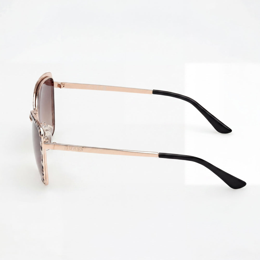GUESS GU00218 Casual Unisex Shiny Rose Gold Metal Non-Polarized Sunglasses 57mm