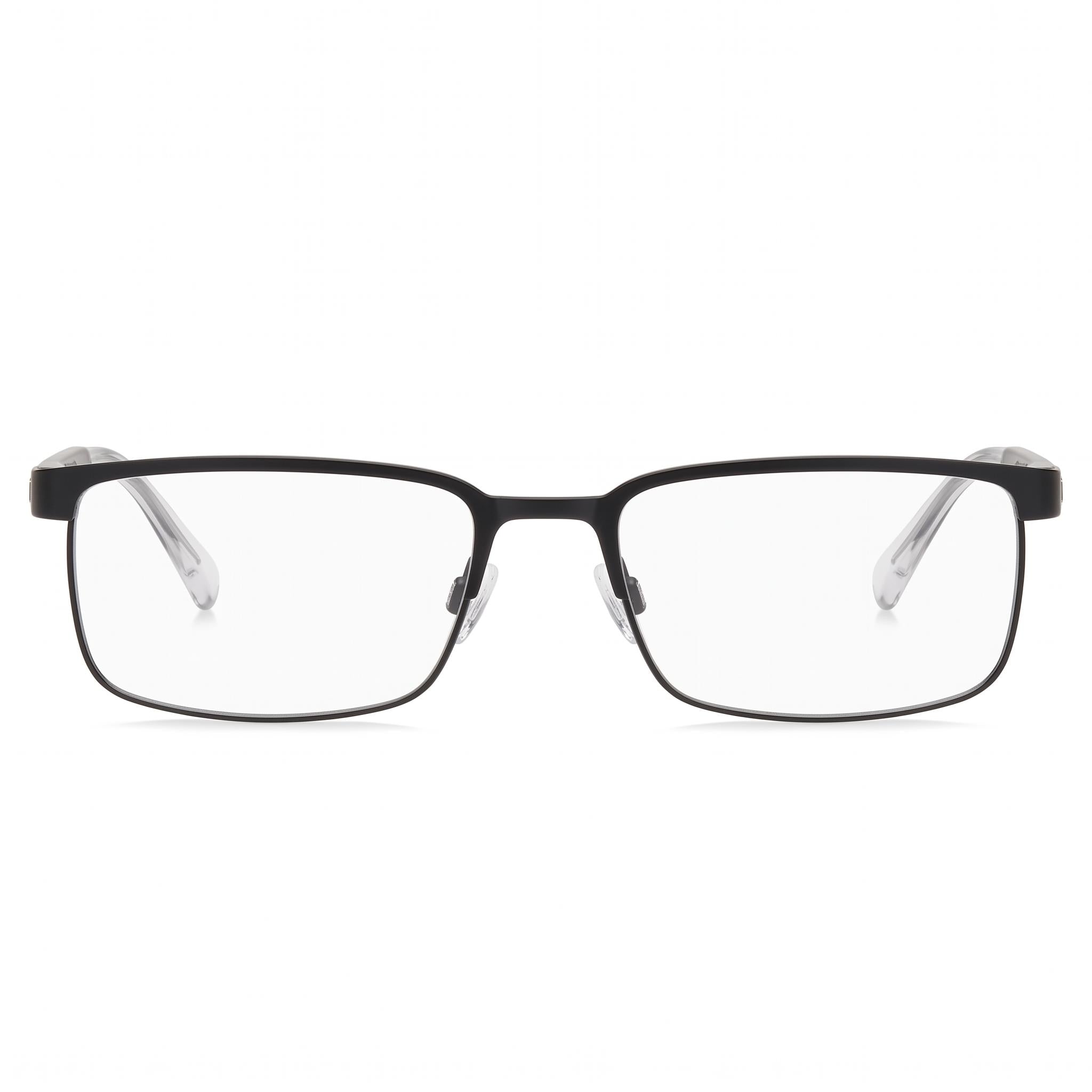 Tommy Hilfiger Th 1235 Unisex Rectangle Metal Frame Eyeglasses, Matte Black Crystal, 55mm Lens Width, Photo 2