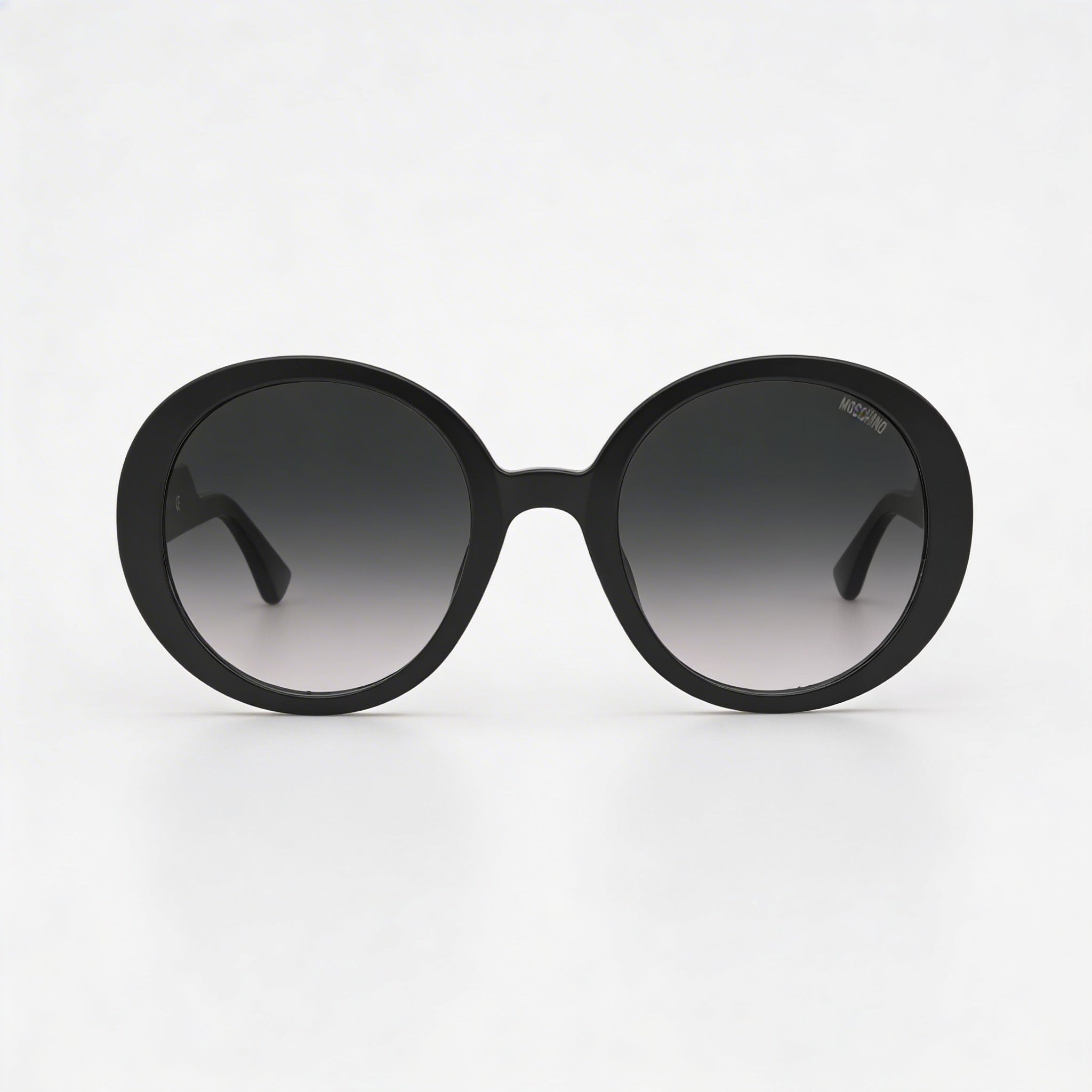 Moschino Mos125/S Women's Black Plastic Frame Dark Grey Shaded Gradient Round Sunglasses with 100% UV Protection 52mm, Photo 2