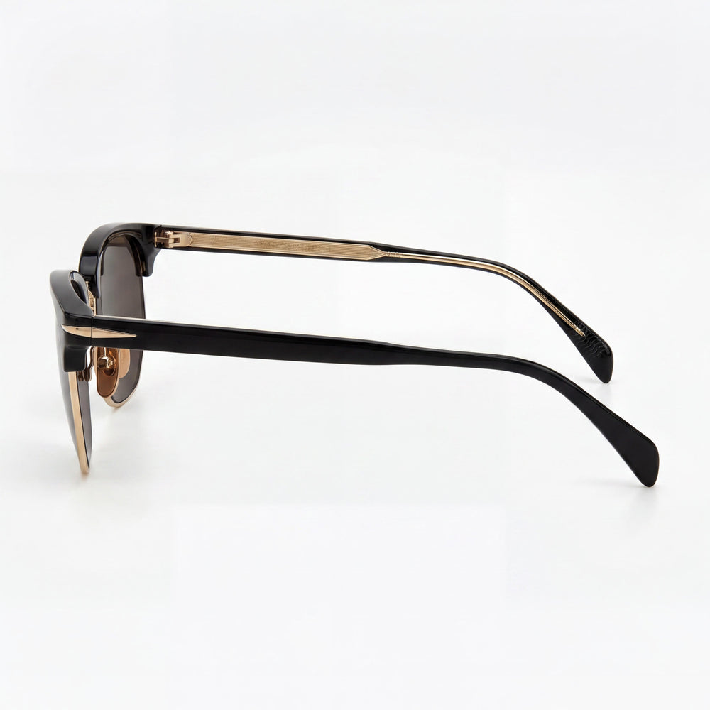 Gafas de sol Beckham Db 1002/S cuadradas para hombre con montura de poliamida negra y dorada y lentes de policarbonato - Ancho de lente de 51 mm