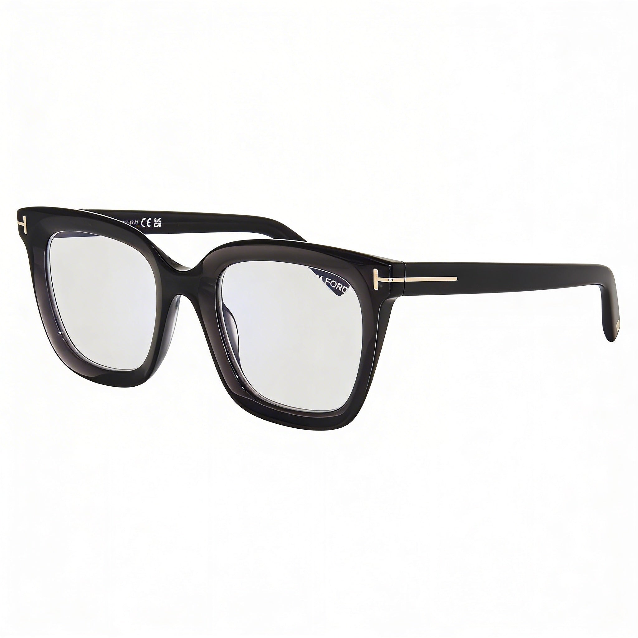 Tom Ford Ft5880-b Unisex Transparent Dark Grey Gold-logo Blue Block Polycarbonate Optical Glasses 51mm, Photo 3