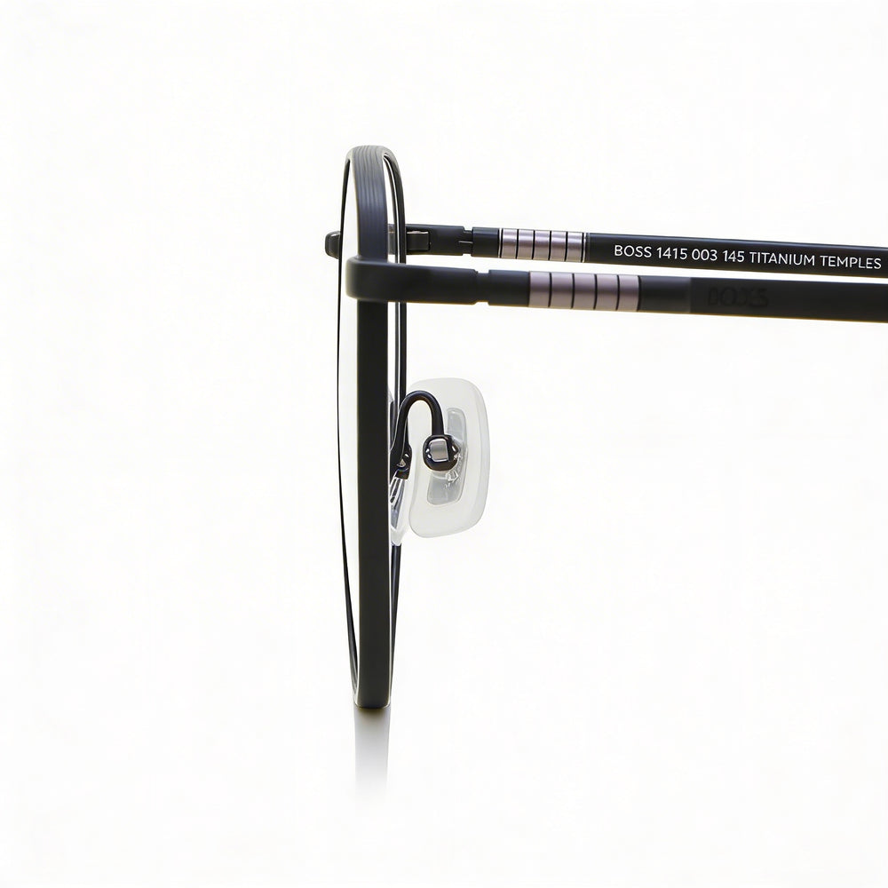 Gafas de vista unisex Hugo Boss 1415 de metal negro mate, talla 55-19-145