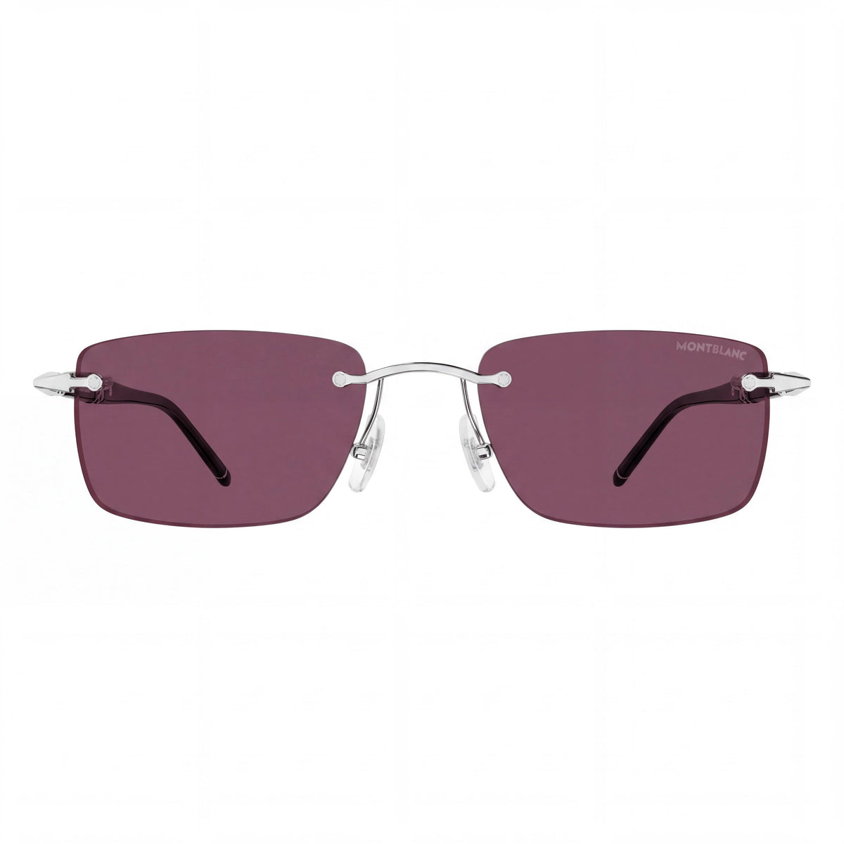 MONTBLANC Casual Men's Sunglasses, Silver-Black-Violet Metal Frame with Black & Brown Lenses, UV Protection 54mm, Photo 2