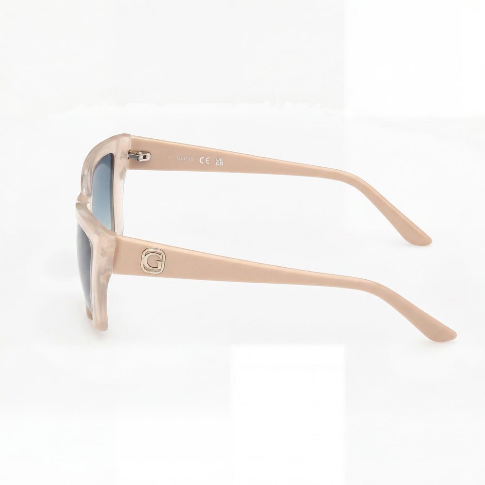 GUESS Modern Women's Injected UV Protected Sunglasses Glossy Ivory Frame Gradient Green Lens 55mm