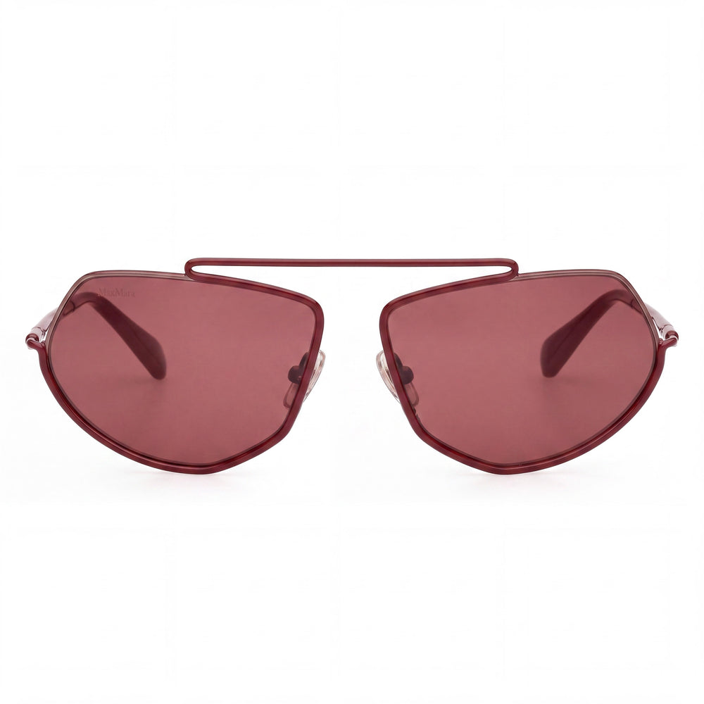 MaxMara Casual Women's Metal Frame Sunglasses, Shiny Burgundy, Bordeaux Lens, 60mm