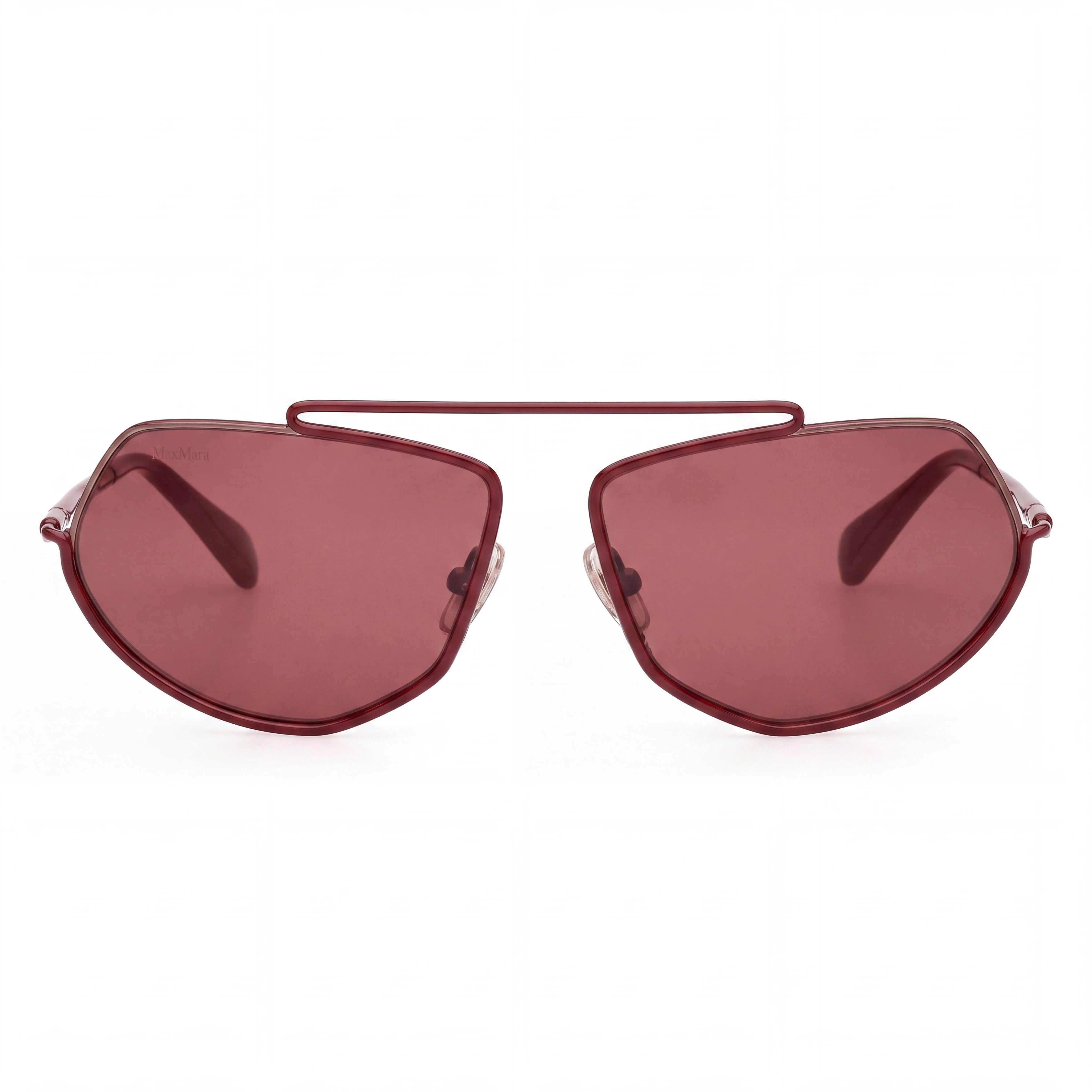 Gafas de sol MaxMara casual para mujer con montura metálica, color burdeos brillante, lentes burdeos, 60 mm, Photo 2