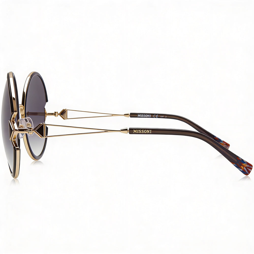 Gafas de sol Missoni MIS 0074/S ovaladas para mujer, doradas, negras y grises oscuras, de acero inoxidable, 100 % protección UV, 59 mm