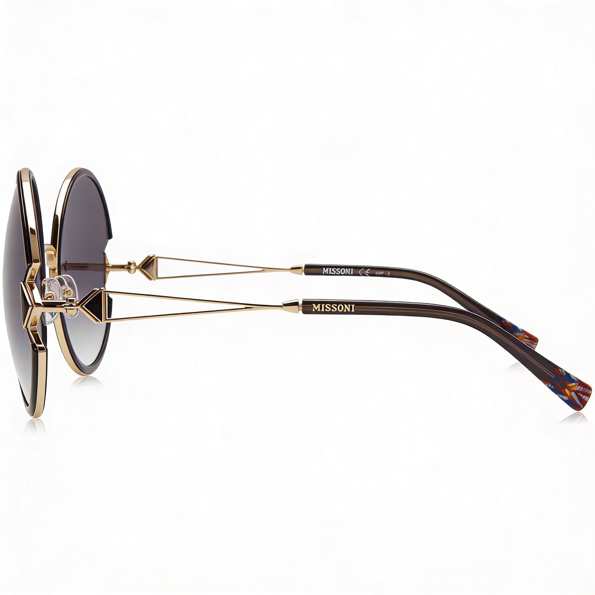 Missoni MIS 0074/S Oval Women's Gold Black Dark Grey Stainless Steel 100% UV Protection Sunglasses 59mm, Photo 3