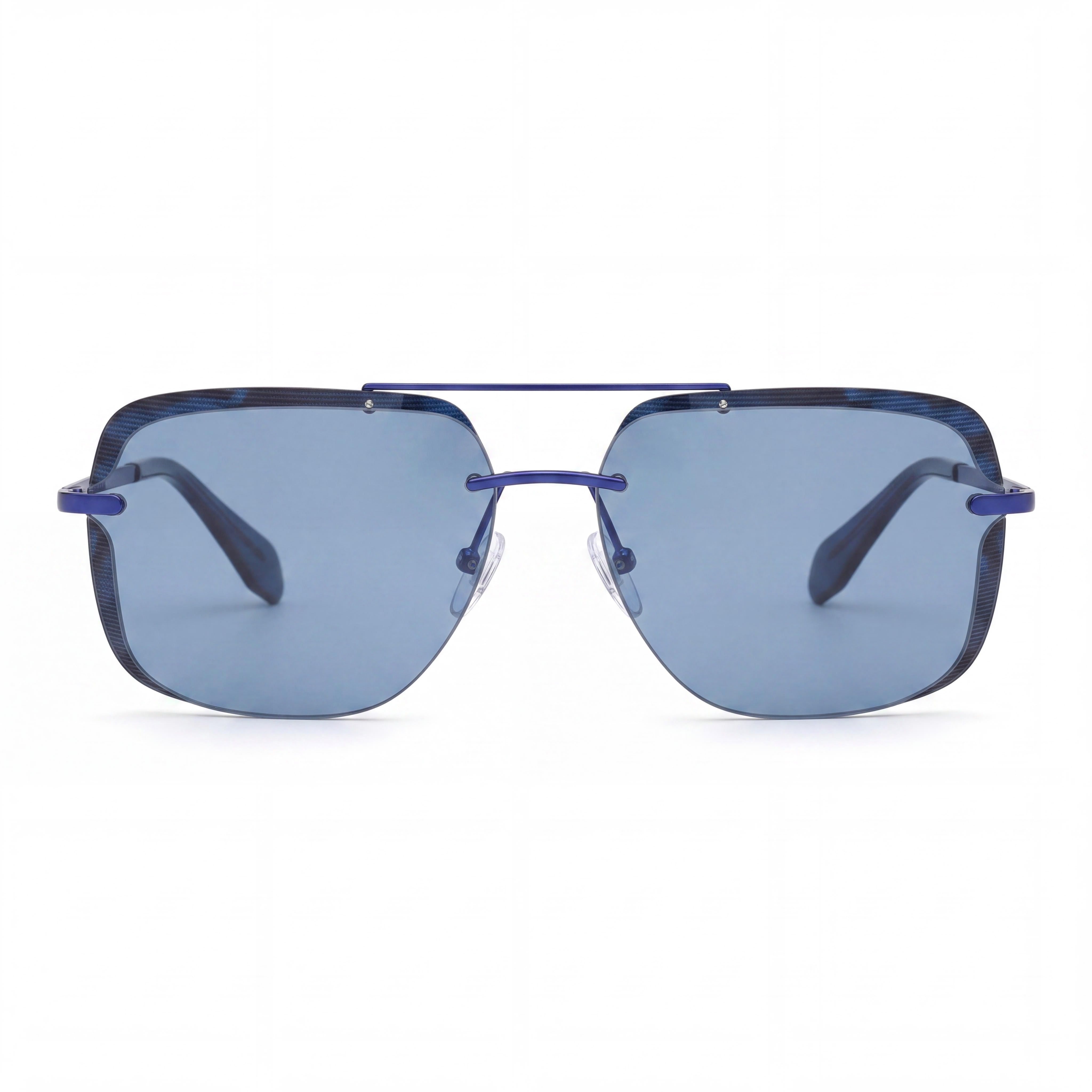 adidas Originals Casual Men's Pilot Semi Rimless Metal Shiny Blue Frame Blue Lens Sunglasses 62mm, Photo 2