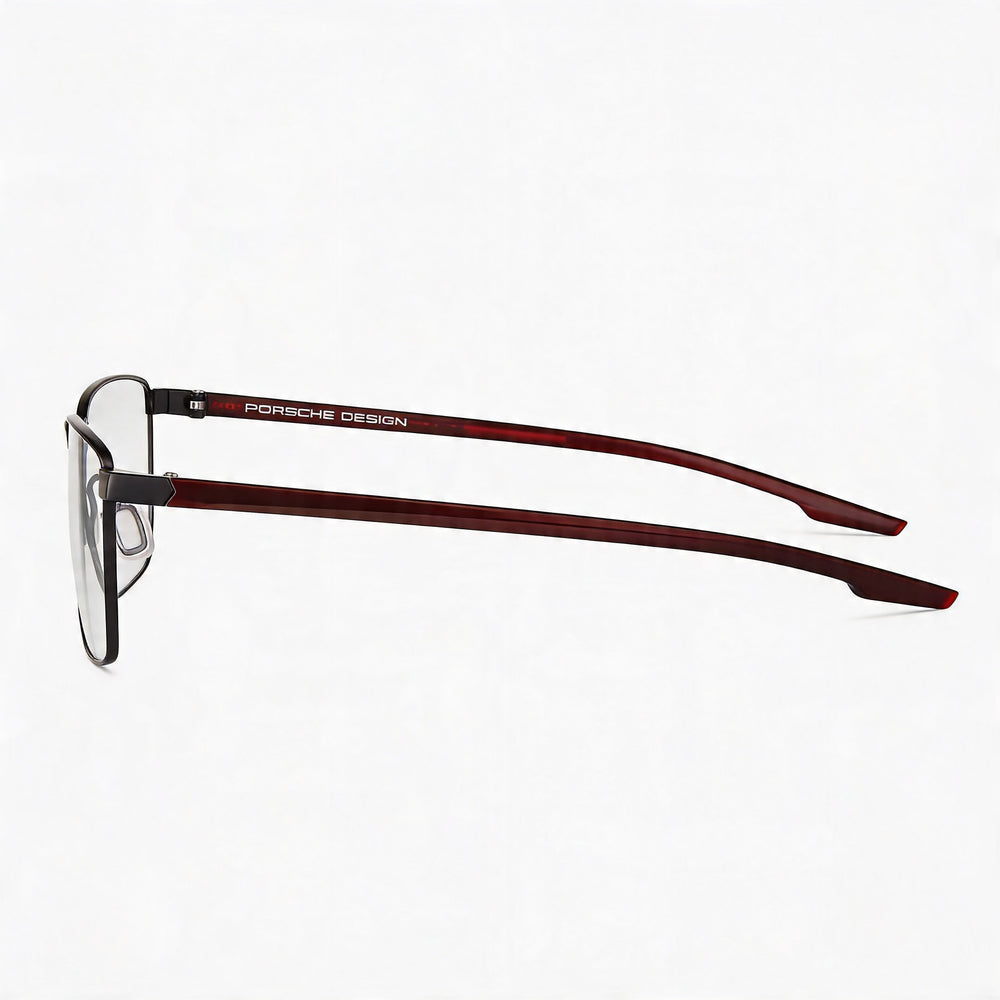 Gafas para hombre Porsche Design Modern con montura de plástico negro y lentes transparentes de policarbonato, 55 mm de ancho de lente