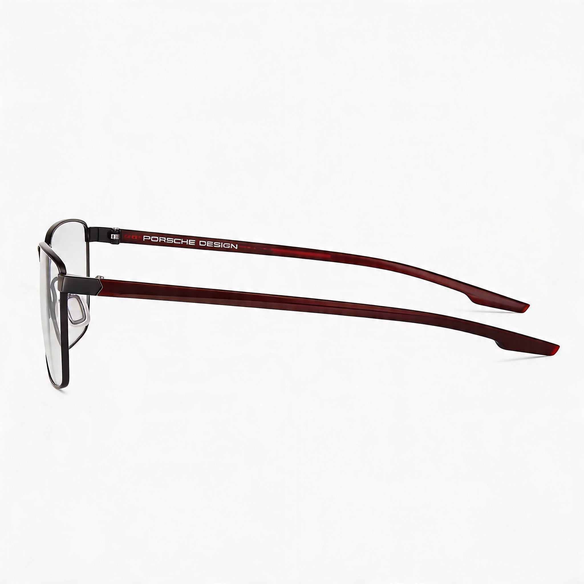 Gafas para hombre Porsche Design Modern con montura de plástico negro y lentes transparentes de policarbonato, 55 mm de ancho de lente, Photo 3