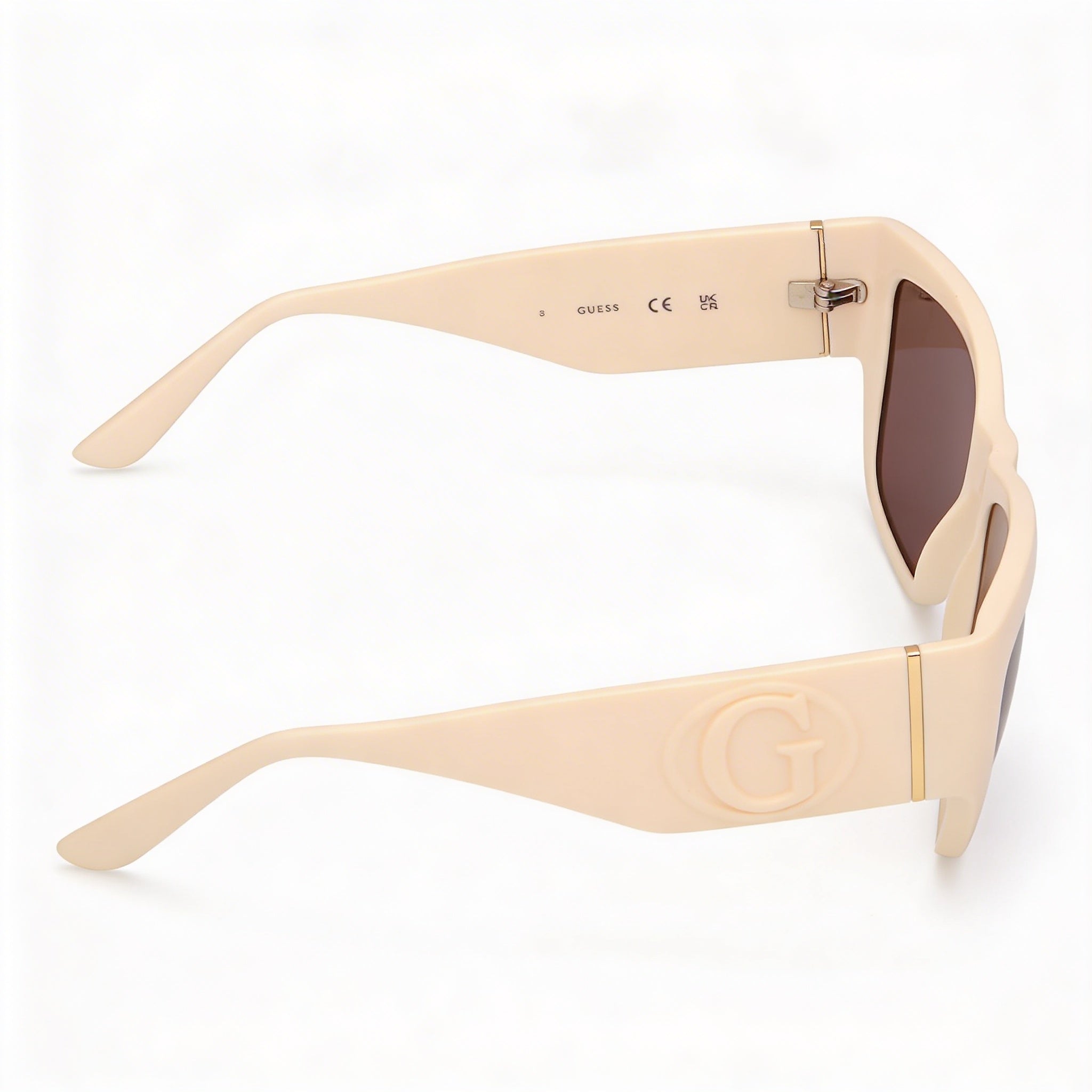 GUESS Gu00252 Montura de plástico color marfil brillante para mujer Lentes moradas con protección 100 % UVA y UVB 54 mm, Photo 3