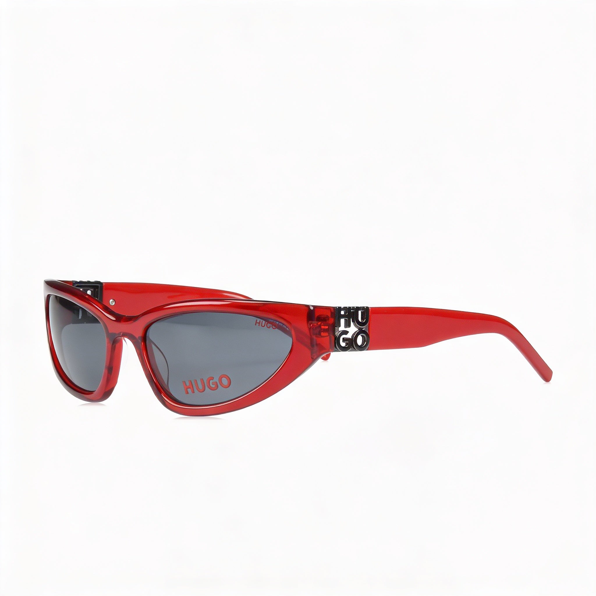 Gafas de sol Hugo Boss Modern Unisex con montura de plástico roja y lentes grises, protección UV, 7-1-4 mm, Photo 3